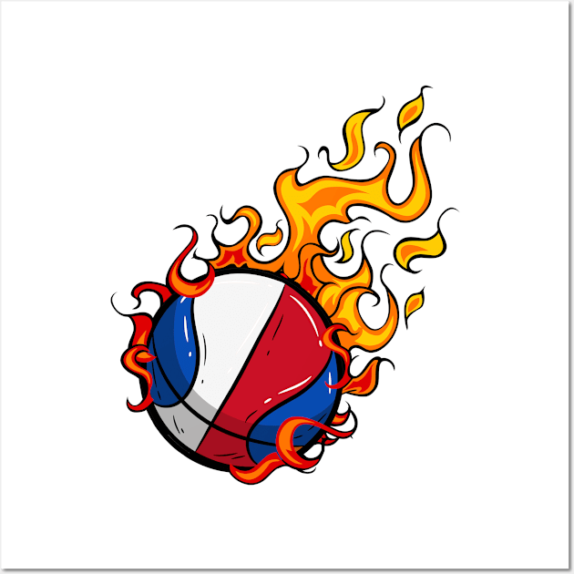 Basektball ball on Fire Wall Art by soufyane